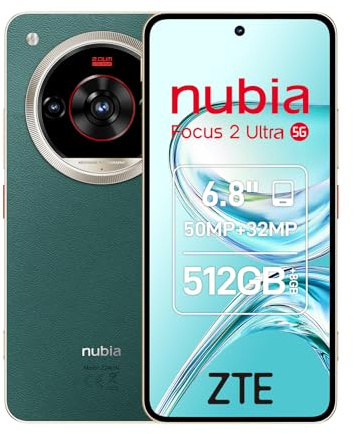 ZTE nubia Focus 2 Ultra 5G, Smartphone débloqué avec IA, 8 Go + 512 Go, objectif rotatif, écran AMOLED 6,8, appareil photo 50 MP avec IA, bouton de capture, batterie 5000 mAh, Android 15, étui inclus