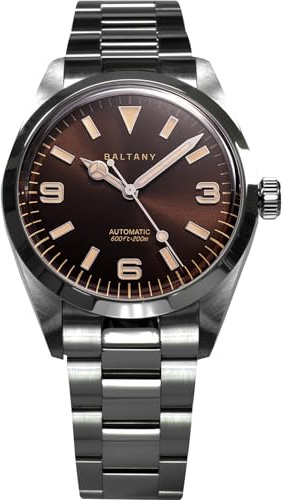 Baltany Explorer Homage automatiska klockor, 36/39 mm vattentäta vintage-utseende, GADA armbandsur för män med luminescens, 39 mm urtavla, röd
