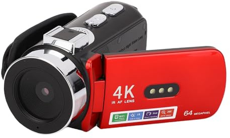 Garsent Videokamera, Videokamera 4K, 64MP Dual Lens Camera Stöder MIC, för Vlogging YouTube, Ultra HD 3 -tums Skärm, 180 Graders Rotationsskärm, Videoinspelningskamera