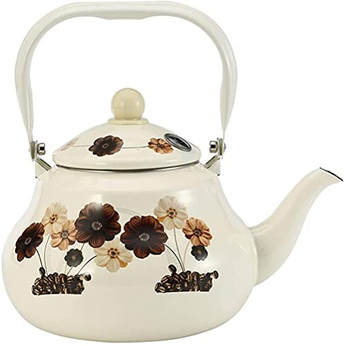 Bouilloire sifflante en émail, cafetière rétro, Compatible avec cuisinière à Induction ou à gaz, théière en Forme de Poire avec poignée en Acier, capacité de 1,5 L/2 L/2,5 L