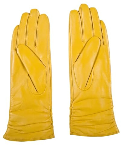 USOHJZ Winter Lederhandschuhe Damen Lange Handschuhe Fleece Gefüttert Warme Weiche