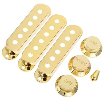 7 Stück Goldene Humbucker Abdeckungen für E-gitarre aus Kunststoff | 48/50/52 Mm Maßangaben, 2t 1v Schalterkappen, Klassisches für Tonabnehmer