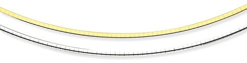 PRINS JEWELS Wendbarer Omega Halsreif 14 Karat 585 Bicolor Gold 42 cm | Wendbarer Omega Halsreif aus echtem 14 Karat 585 Bicolor Gold in Gelbgold und Weißgold 42 cm italienisch gefertigt