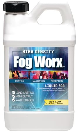 Sanco Industries Fogworx Extreme - Jugo de niebla de alta densidad - Líquido de máquina de niebla a base de agua de larga duración, alto rendimiento, medio galón, 64 onzas, HD medio galón