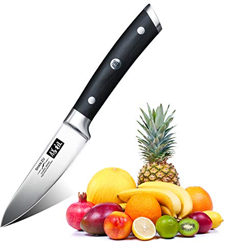 SHAN ZU Professional Fruit Knives Peeling Knife Carbon Steel Kitchen Knife 9.5cm (3.75 inch) with Gift Box - Classic Series