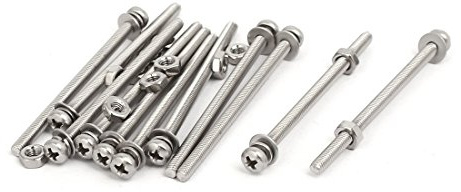 sourcing map 12 Sets M3x50mm Kreuz Flacher Kopf Bolzen Schraube | 304 Edelstahl, mit Dichtung