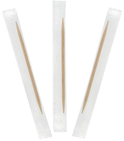 BarBits palillos de dientes de madera envueltos individualmente – Paquete de 1000