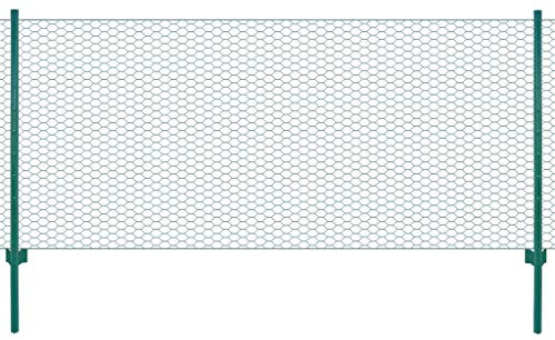 vidaXL Maschendrahtzaun mit Pfosten Stahl 25 x 0,5 m Grün