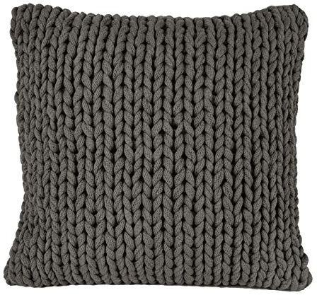 nielsen HOME Kissenbezug Marlin grob gestrickt, 50x50 cm, Antik Grau, 100% Baumwolle, Strick, Oekotex, Grobstrick, gemütlich modisch elegant, Dekokissen, Sofakissen