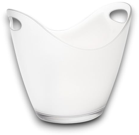 Secchiello per Ghiaccio in Plexiglass Bianco Ovale 27x20x19 cm fino a 2 Bottiglie Cestello portaghiaccio bouquet Spumanteria Champagneria in Plsatica Acrilico Trasparente bar, discoteca, ristorante