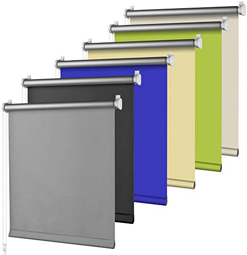 S SIENOC Thermorollo Klemmfix Rollo Grau L210 x W65cm Stoffbreite 61cm Verdunkelungsrollo Silberbeschichtung Seitenzug für Fenster & Türen