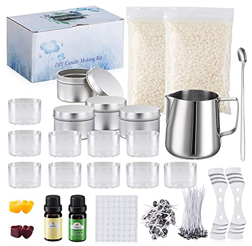 JBEIY Kerzen Selber Machen Set, Kerzenset DIY für Erwachsene Anfänger Kerzenherstellung, Kerzen Gießen Set mit Bienenwachs Aroma Farbstoffe Dochte Kerzendosen Dochthalter Anleitung Zubehör