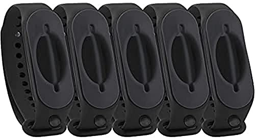 Cleanbrace Desinfektionsarmband 5er-Pack (All-Black) | Handdesinfektion für unterwegs | inklusive Refiller