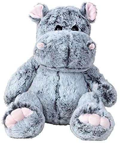 Lifestyle & More Teddybär Kuschelbär Nilpferd Hippo grau sitzend Plüschbär Kuscheltier samtig weich (40 cm)