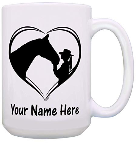NA Cavallo Regalo Nome Personalizzato Cowgirl Cavallo Tazza da caffè Regalo Personalizzato Tazza da caffè Tazza da tè Bianco