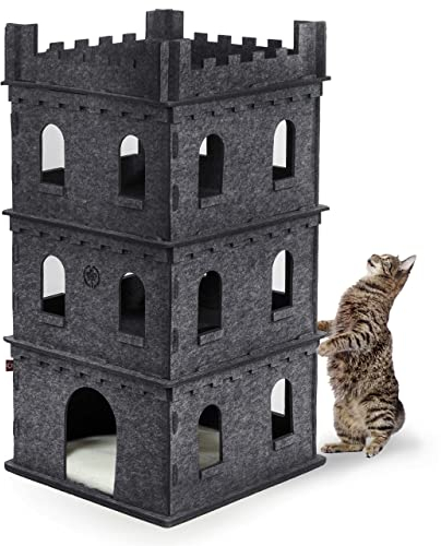 CanadianCat Company | Katzenburg aus Filz für Katzen - Felty Fort | Filzburg Filztonne Katzentonne XL Flauschkissen