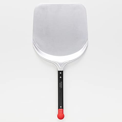 PIAZZA - Pala per Pizza Corta Professionale Rettangolare 30 cm, in Alluminio e con Manico in Alluminio - Robusta, Leggera e Resistente al Calore Max 550°C per Tutti i Tipi di Forno - Made in Italy