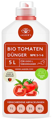 Bio Tomatendünger flüssig 5 Liter - 100% Organischer Flüssigdünger mit Calcium & viel Kalium - Kalium Dünger - Bio Dünger Tomaten - Tomaten Dünger - Tomatendünger bio - Kaliumdünger
