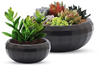 LANTBERG®️ | Premium 2er-Set Blumentopf 4,2 L + 0,7 L | Selbstbewässerungssystem mit Wasserspeicher | Pflanzengefäß Übertopf Grau für Innen- und Außenbereich | Kunststoff | Plant Pot Set (Dunkel Grau)