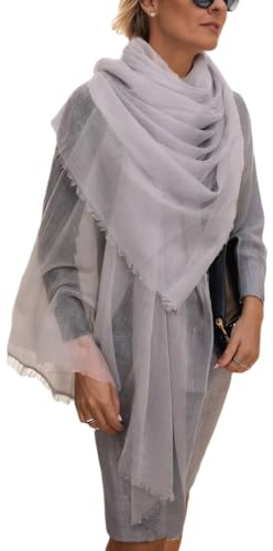 Prettystern Damen 100% Kaschmir feder-leicht Ring Pashmina Schal Abendkleid Stola aus hauch-dünn 200 garn Cashmere Fäden