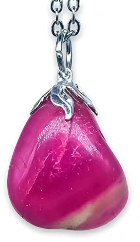 TENET Pendentif avec véritable pierre minérale dure et chaîne en acier inoxydable