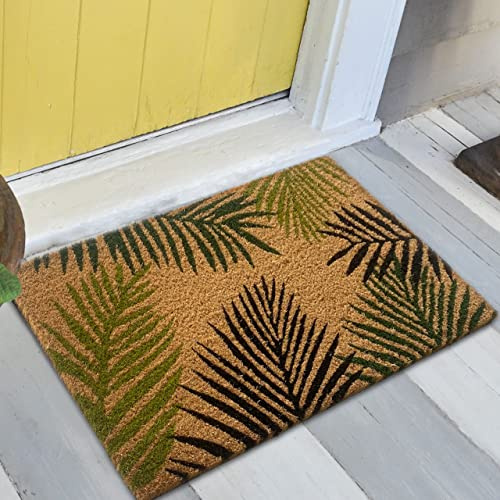 Matta dröm kokos dörrmatta palmblad grön halkfri 45 x 75 cm