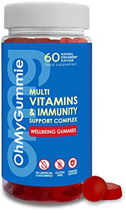 OMG! Multivitamins & Immune Support Complex - Strawberry Wellbeing Gummies by OhMyGummie | Vitamins, Minerals & Antioxidants (A, C, D, E, B5, B6, B7, B8, B9, B12, Iodine & Zinc) | Gluten-Free