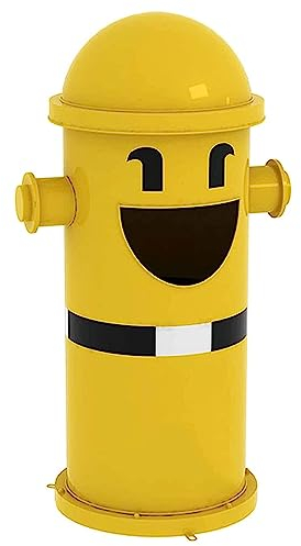 FIONEL Poubelles extérieures Poubelle cylindrique longue en fer de dessin animé avec couvercle pouvant être retourné poubelle commerciale à panneau encastré extérieur Grande capacité