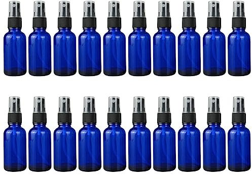 Uposao 20Pcs 30ml Bleu Flacon Spray Vide Vaporisateur Parfum Rechargeable Bouteille De Voyage, Pulvérisateur Atomiseur pour Cosmétique pour Huiles Essentielles, Fragrance, Aromathérapie, Pharmacie