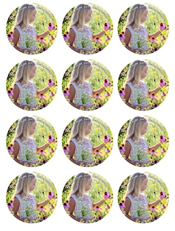 Cubcake, Muffin mit Wunschname und Bild, Zuckerbild, Geburtstag, Essbares Foto für Muffins zum ausschneiden, Tortenbild, Muffin 12 Stück a ca. Ø 6cm - Super Qualität, 09200