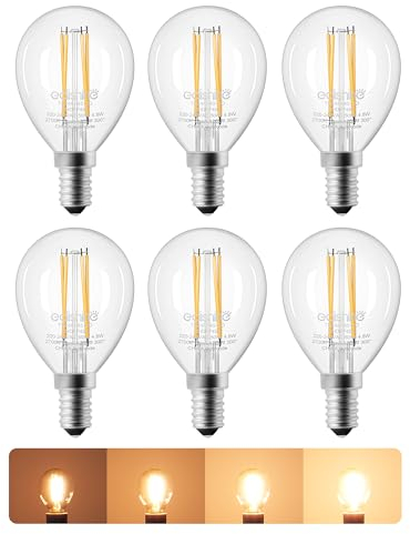 EDISHINE E14 lampadina LED, 2700K bianco caldo, 420LM P45 lampadina dimmerabile, 4,8W equivalente a 50W, forma a goccia filamento LED per luce a sospensione e lampada da parete 6-pack