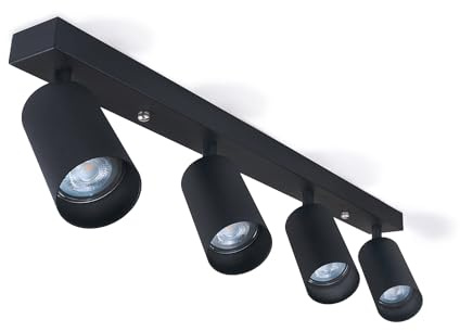 KOLORENO Halogen-Anbauleuchte Viki - Aufbauleuchte Wand und Decke - Aufbauleuchte Aufbaustrahler GU10 - Aufbauleuchte Strahler Lampe x4 - Deckenstrahler aus Metall - Schwarz, 600 x 164 x 40 mm