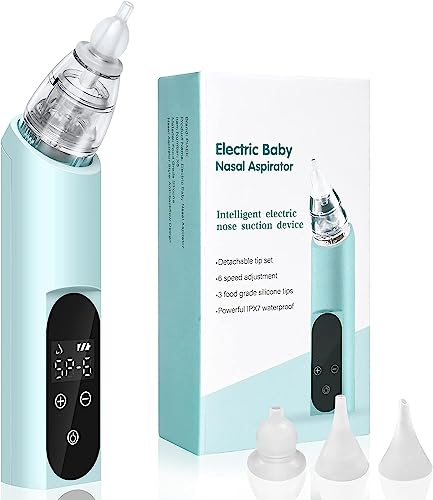 Aspiratore nasale elettrico per bambini, aspiratore nasale elettrico, anti-riflusso, ricaricabile, con 3 punte in silicone, 6 livelli di aspirazione