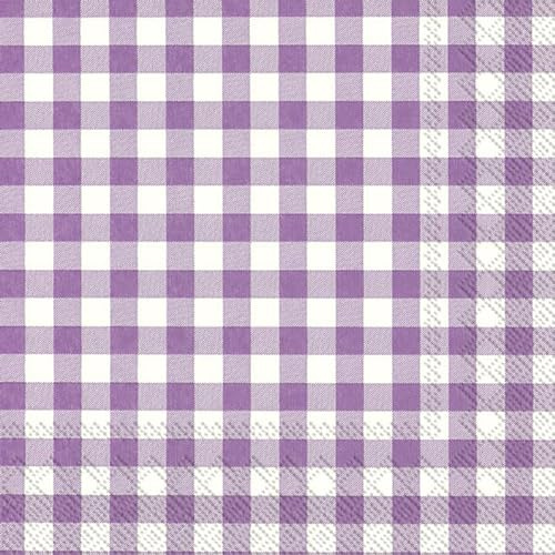 Taverna Papierservietten, Vichykaro, 33 cm, quadratisch, 3-lagig, Lila