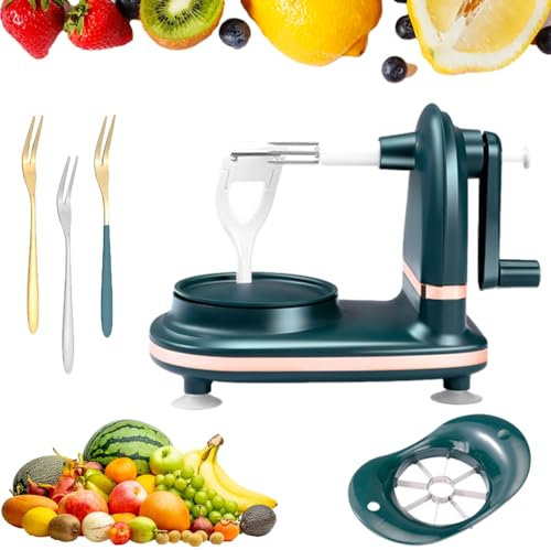 Home Essentials Multi-Fruit Peeler 2.0, Multi-Fruit Peeler 2.0, Multi Fruit Peeler Machine, Manual Fruit Peeler, Multi Fruit Peeler with Fruit Divider Set (Dark Green-1PC)