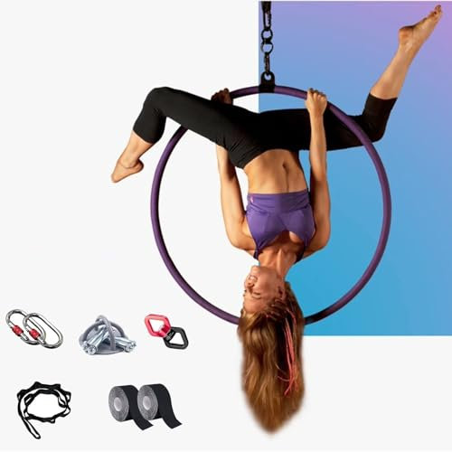Antenne Yoga-Reifen Innenbereich Luftraum-Yoga-Reifen mit Zubehör, Hängend 32mm Zirkus-Luftfahrtzubehör für Deckenmontage, Edelstahl Fitness Luftring zur Verbesserung der Beweglichkeit ( Size : Dia 90
