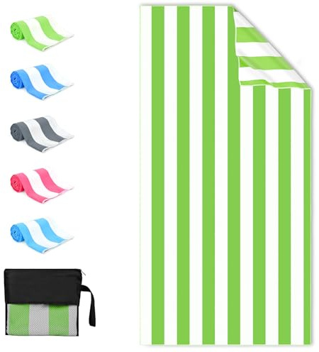 Sarsumir Microfibre Beach Towel 180x90cm Large Beach Towel Quick Dry Microfibre Towel for Gym Travel Swim Pool Yoga Camping Sports Travel Towel for Adults, Green