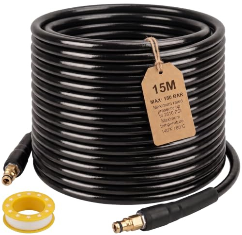 15M High Pressure Washer Replacement Hose for Karcher K Series K2-K7 | High-Pressure Reinforced Hose with Quick Click Plug Connector,Jet Wash Pipe Cleaning Car Road Garden