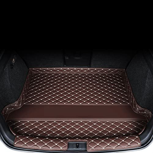 Auto Kofferraum Matte Kofferraummatten nur für Geely Geometry benutzerdefinierte wasserdichte verschleißfeste Leder-Autozubehör-Innenausstattung Antirutschmatte(Braun)