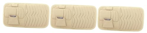 ULTECHNOVO 3stücke Auto Sonnenblenden Aufbewahrungstasche Multifunktionale Cd-halterung Für Sonnenbrille Karten Und Persönliche Gegenstände Installieren Für Suvs Und Trucks Beige