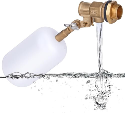 MUALROUS Messing-Schwimmerventil 1/2 Zoll Wasserschwimmer-Kugelhahn mit verstellbarem Arm, Viehwassertank Schwimmerventil Schalter Messing Absperrbecken Auto Fill Ventil für Teiche Pool Aquarien (1)