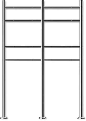 Metzler Briefkasten Ständer aus Edelstahl 4-Fach horizontal - Briefkastenständer für 4 Briefkästen, Briefkasten Standfuß 4er rostfrei und wetterfest | Gesamthöhe 142,20 cm | Modell Erpo