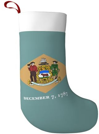BREAUX Flagge von Delaware Weihnachtsstrümpfe, ultraweiche Samt-Weihnachtsstrümpfe, Kamindekoration, 45 cm