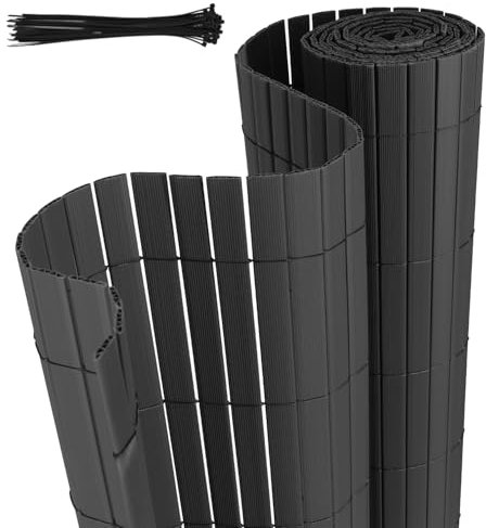 Jaxguom Tappetino frangivista in PVC, 80 x 800 cm, con fascette, lamelle rinforzate, protezione dal vento per balcone, giardino e terrazza, colore: antracite