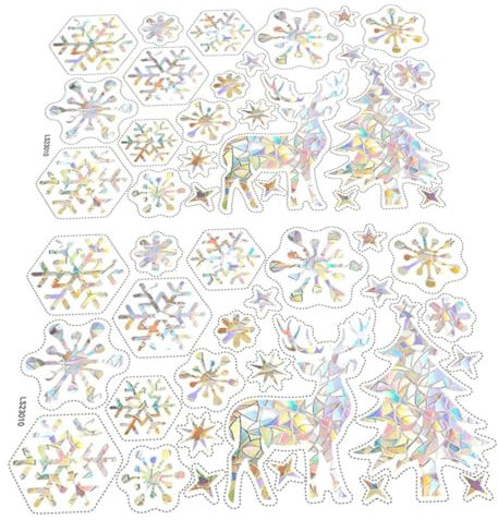 Tofficu 2feuilles Sticker Décoratif Pour Fenêtre Électrostatique Arc-ciel Lot Sign Flocon Noël Facile à Appliquer Chambre Et Salon