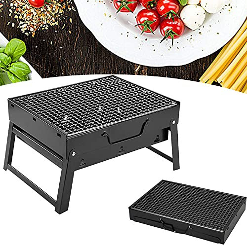 Tragbarer BBQ Grill, Faltbarer Holzkohlegrill, Smoker für Outdoor, Reisen, Picknick, Camping, Garten Sommer Party, Perfekt 1-6