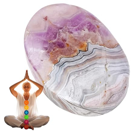 Qyljeiwred Piedra de de bolsillo, piedras de amatista pequeñas naturales, decoración pulida para masaje de pulgar, guijarros crudos para amasar los dedos diversión