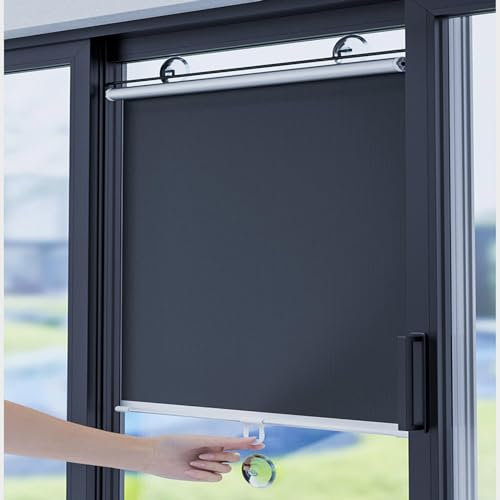 Tenda avvolgibile retrattile con ventose, colore nero, 80 x 180 cm, tenda oscurante per finestre da tetto, protezione della privacy, facile da installare