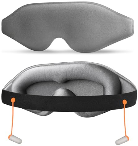 Mezeic Schlafmaske für Seitenschläfer, 3D konturierte Augenmaske Lichtblockierung Schlafmasken für Frauen Männer, Null Augendruck Augenabdeckung leichtes weiches Auge Schatten für Reisen Nap - Grau