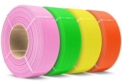 SUNLU Rapido PETG Refill Filamento 3D 1.75 mm 4KG, Alta Velocità 30-600mm/s Filamento, Senza Bobina PETG Matt, Compatibile con Bambu Lab e SUNLU 2025 Nuove Bobine, Rosa/Arancio/Giallo/Verde 1KG/Rullo